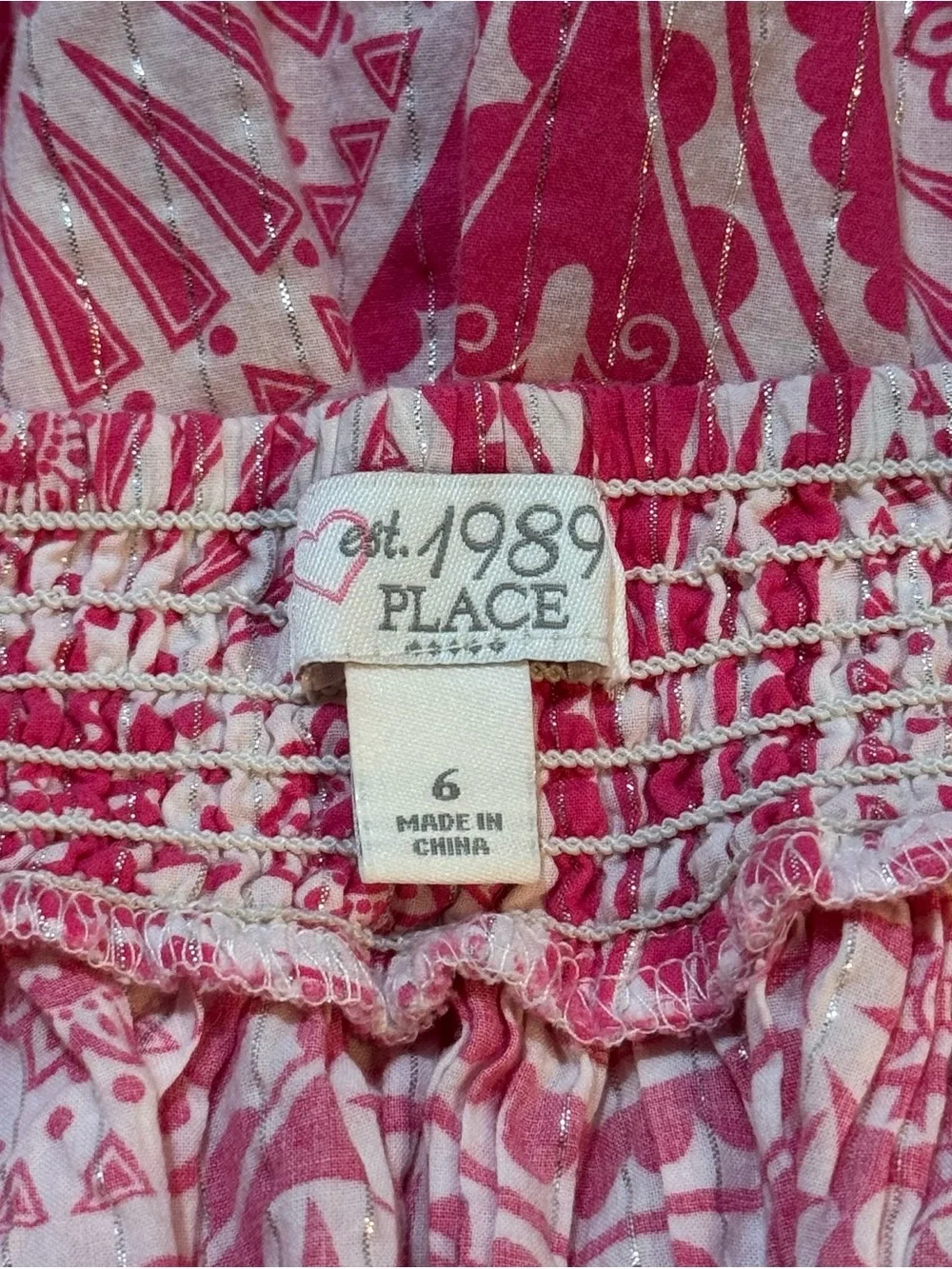 The Children’s Place Girls Pink White Medallion Halter Sundress Size 6 (Small)